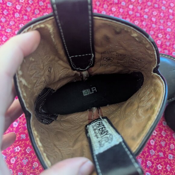 Ariat Fat Baby Boots Leather Western Embroidered Chunky Cowgirl Style # 14788 - Picture 5 of 11